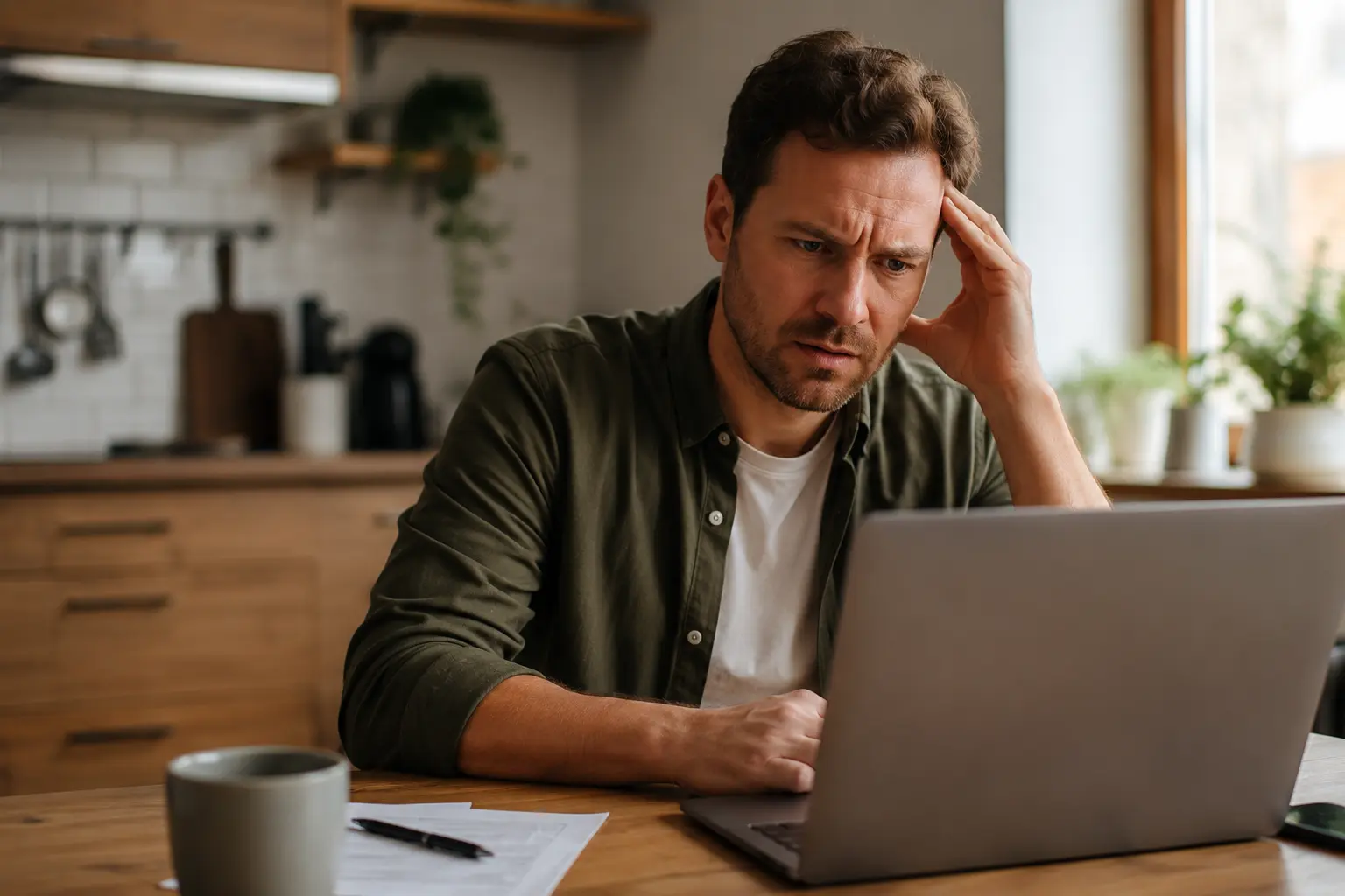 Problem — Eigentümer schaut auf Laptop